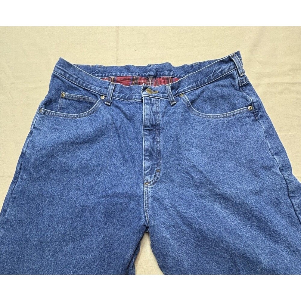Vintage LL Bean Flannel Lined Jeans Size 38x31 ( Actual) Blue Denim USA Made - Picture 5 of 11